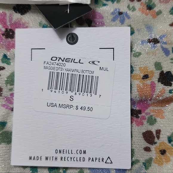 O'neill Shimmery Maggie Ditsy Kaanapali Bottom Medium Coverage Bikini Small - Picture 4 of 7